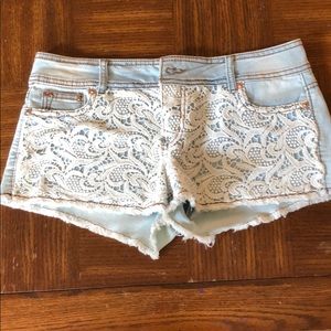 Lace jean shorts